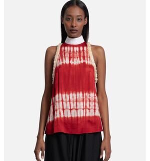 New Wales Bonner mother of pearl red & white sleeveless top size 38 $963